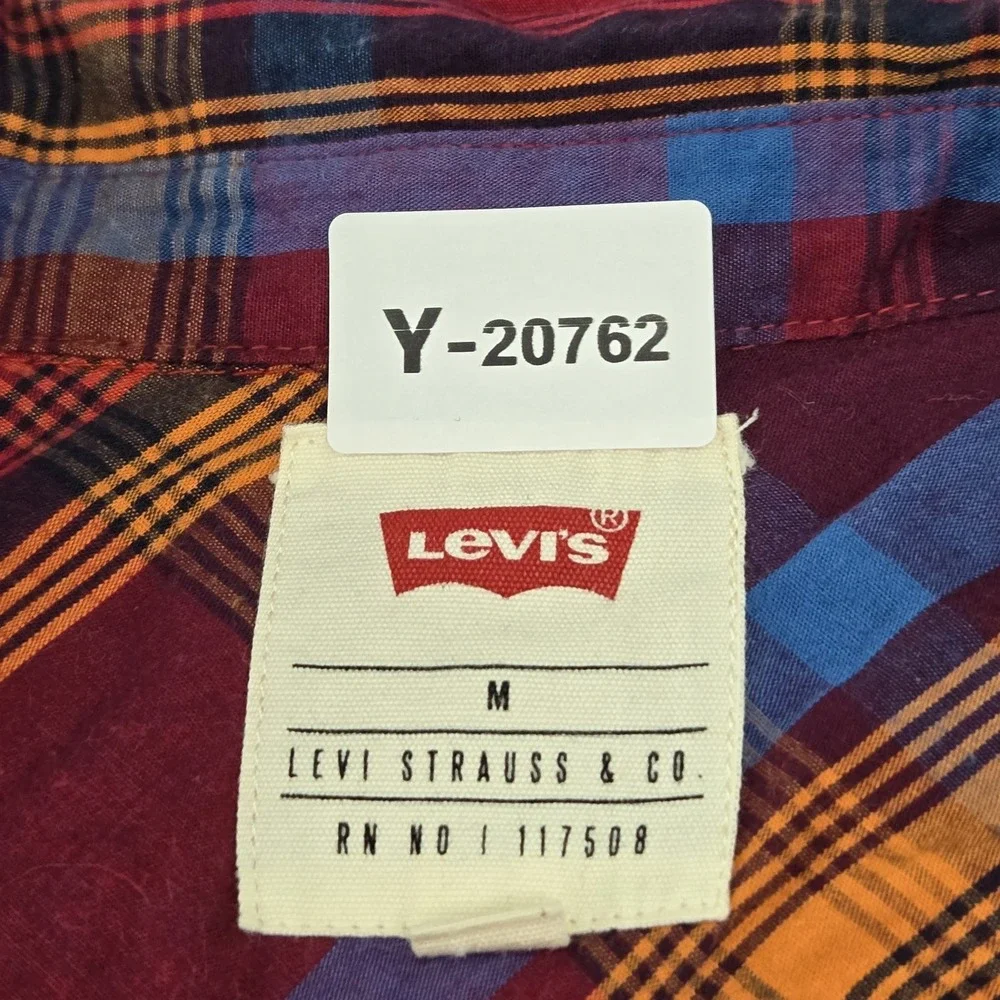 Levi's‎ 13GM2137 Men Button Up Shirt M Red Plaid Long Sleeve Grunge